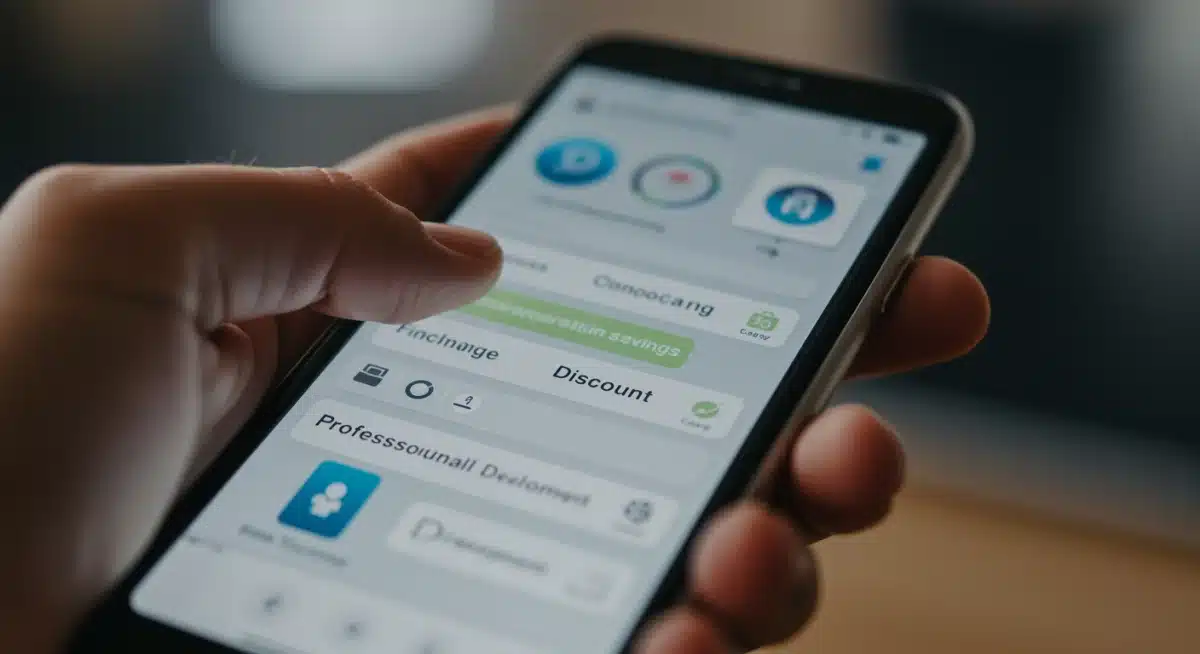 Smartphone displaying a budgeting app with various perk-related savings categories