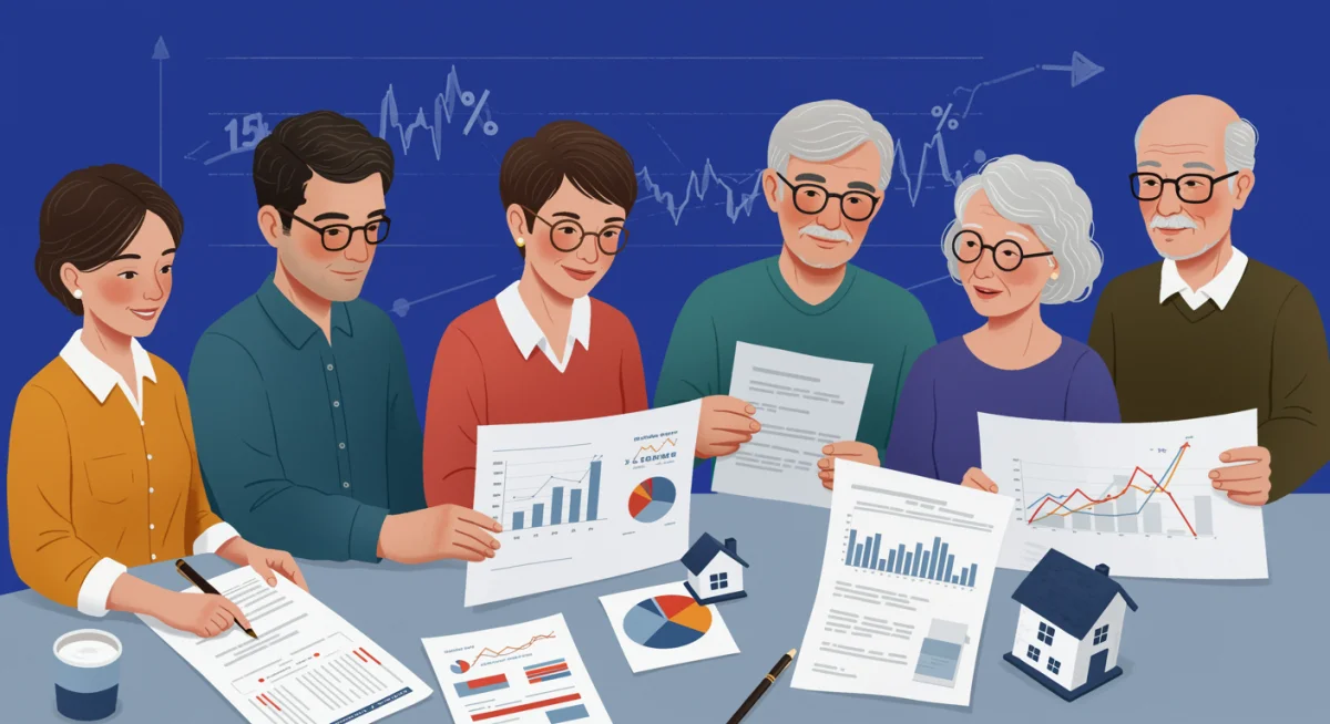 Diverse homebuyers analyzing housing policy changes impact