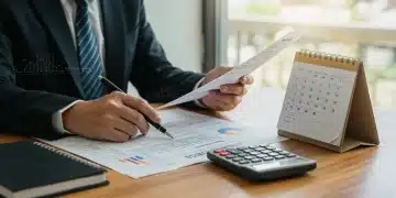 Small business owner planning for 2025 tax code changes with financial documents