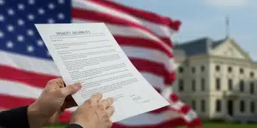 Official document titled 'Disability Benefits Update' with a US flag in the background, symbolizing recent policy changes.