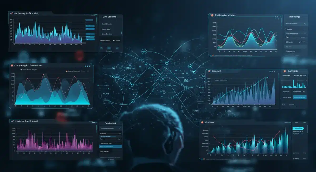 Tableau de bord numérique affichant des modèles de tarification et des données concurrentielles complexes.