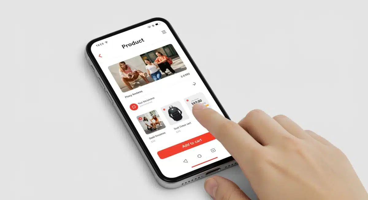 Design mobile-first pour une page produit, navigation intuitive et CTA clair.