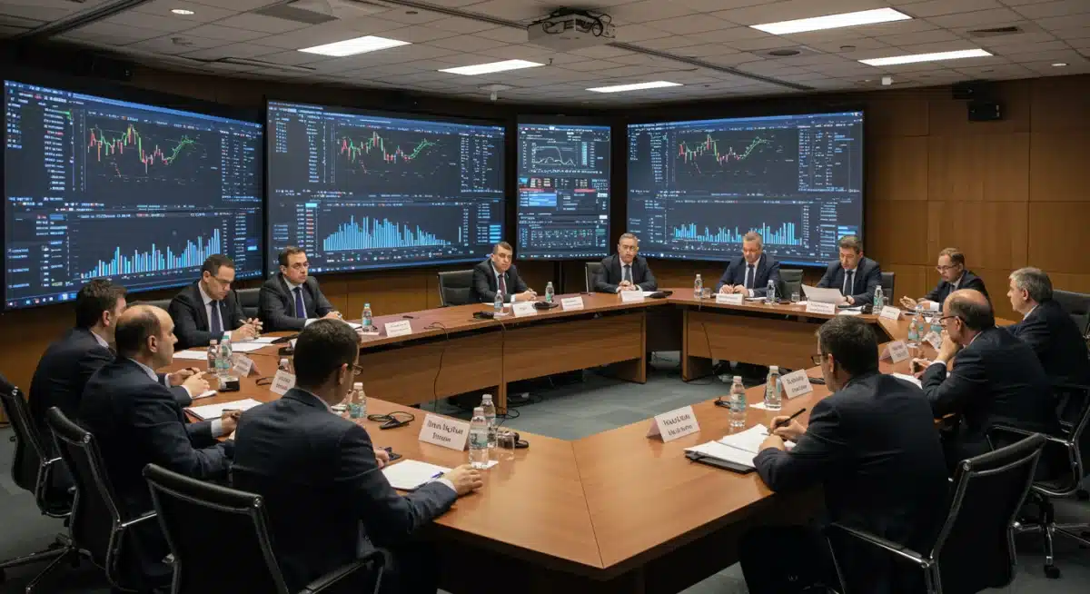 Économistes et analystes financiers discutant des modèles économiques