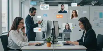 Équipe de service client omnicanal travaillant ensemble pour une meilleure réactivité