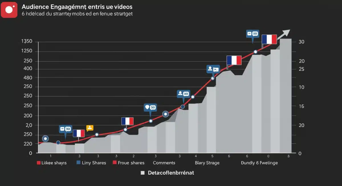 Graphique montrant l'augmentation de l'engagement de l'audience française grâce à la vidéo sur six mois.