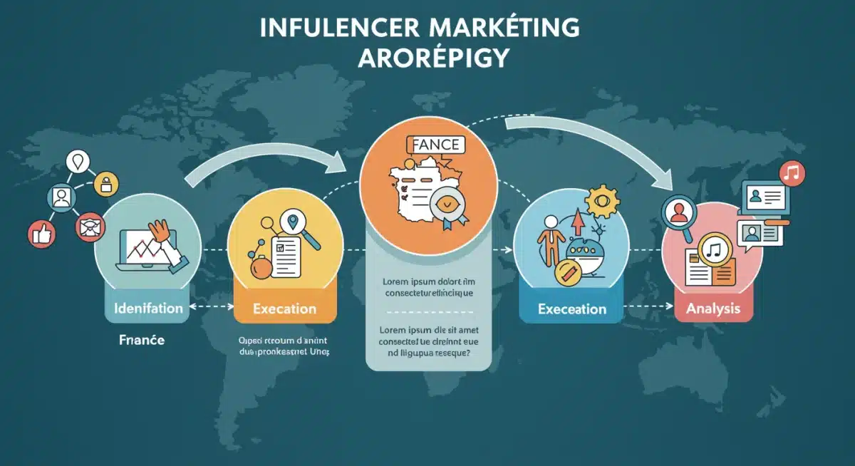 Infographie des 5 étapes clés d'une stratégie de marketing d'influence réussie en France.