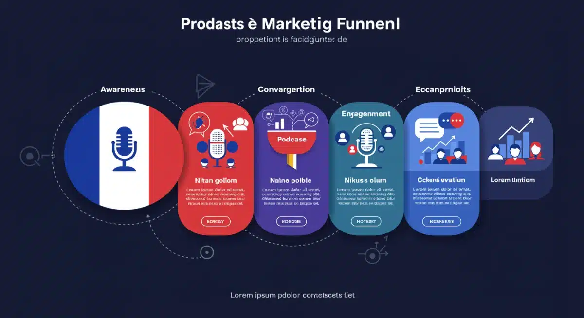 Infographie du tunnel de conversion marketing par podcast