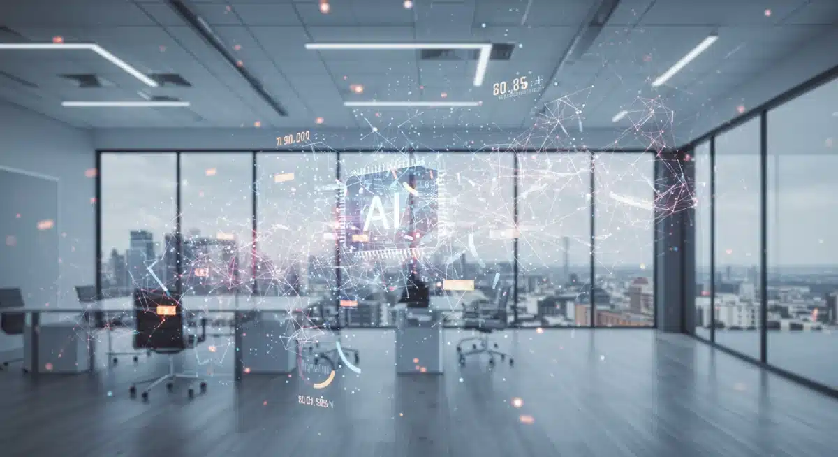 Représentation visuelle de l'intelligence artificielle analysant des données pour des décisions stratégiques en entreprise.