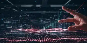 Graphique complexe illustrant les investissements technologiques et l'innovation digitale en France pour 2025, avec des éléments de réseau et de données.