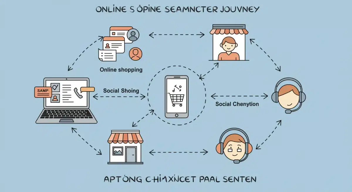 Représentation visuelle d'un parcours client multicanal optimisé, montrant l'intégration des différents points de contact.