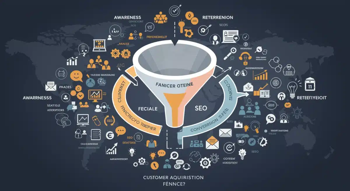 Infographie du parcours client et des canaux d'acquisition numérique