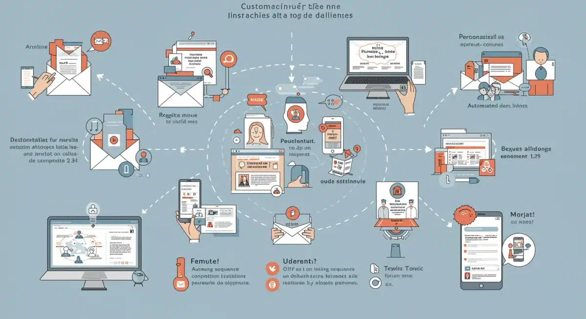Infographie du parcours client en France, illustrant les points de contact clés de l'e-mail marketing et leur impact sur la fidélisation.