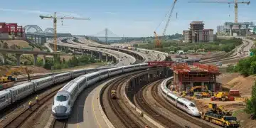 Projets d'infrastructures modernes en construction aux États-Unis, symbolisant l'investissement et le développement économique.
