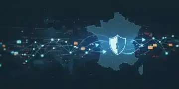 Illustration de la protection des données et du RGPD en France en 2025, avec des éléments numériques et un bouclier