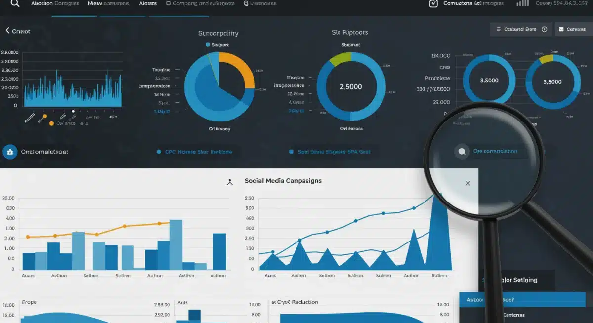 Tableau de bord d'analyse de données montrant l'amélioration des performances et la réduction des coûts des campagnes publicitaires sur les réseaux sociaux.