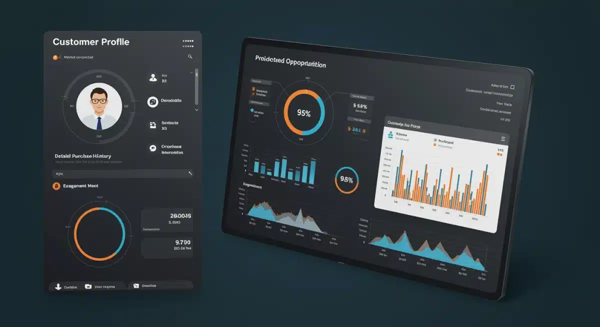 Tableau de bord présentant des données clients consolidées pour identifier les opportunités de ventes croisées.