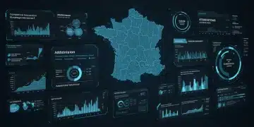 Tableau de bord numérique futuriste pour la surveillance des innovations concurrentielles en France, affichant des données stratégiques pour 2025.