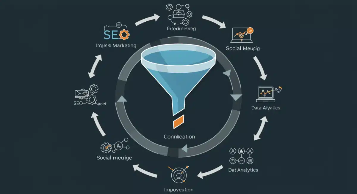 Schéma des tactiques de marketing digital intégrées pour les entreprises françaises