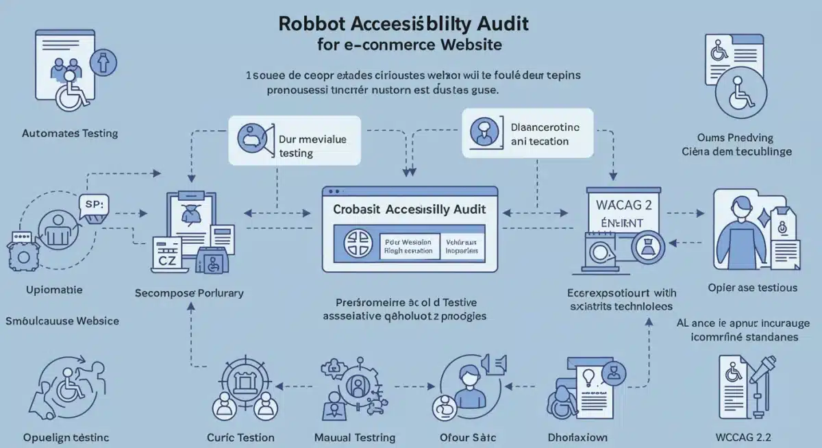 Diagramme détaillé des étapes d'un audit d'accessibilité pour un site e-commerce en France.