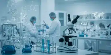 Laboratoire pharmaceutique moderne avec des scientifiques, symbolisant l'innovation réglementée par la FDA.