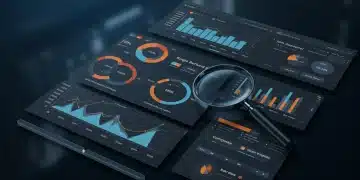 Tableau de bord de marketing digital avec des graphiques de budget et de ROI, symbolisant l'analyse concurrentielle en 2026.