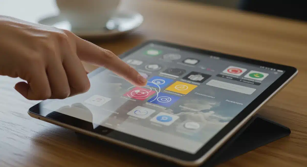 Un utilisateur interagissant avec une tablette, déclenchant une micro-interaction subtile et engageante