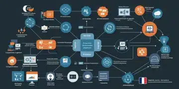 Diagramme complexe illustrant les algorithmes d'IA, les sources de données et les plateformes publicitaires, avec un accent sur la conformité RGPD en France.
