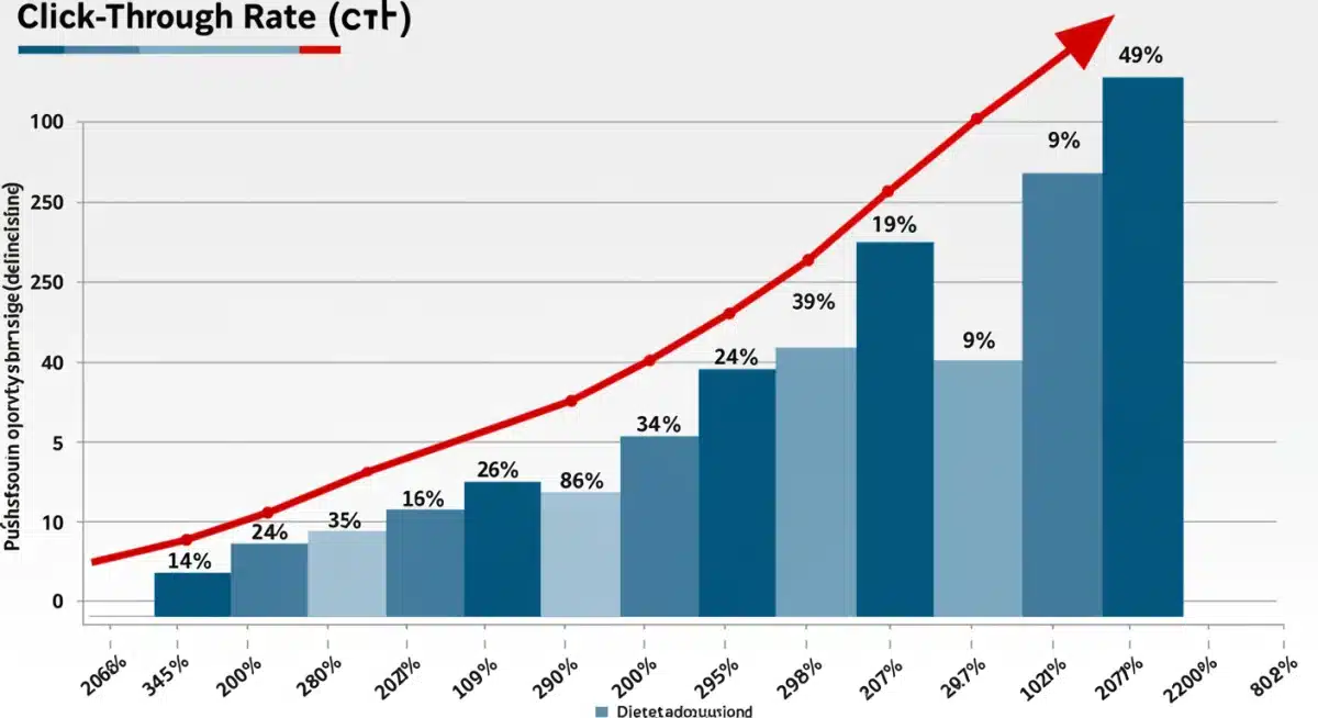 Graphique de visualisation de données montrant une augmentation de 9 % du taux de clics (CTR) en France, illustrant l'efficacité de la personnalisation UX dans le commerce électronique.