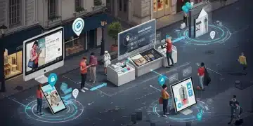 Illustration d'une stratégie omnicanal fluide et intégrée en France en 2026, avec des clients interagissant sur divers canaux numériques et physiques.