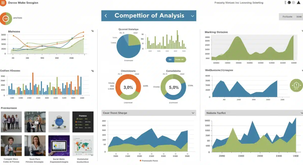 Tableau de bord numérique présentant des métriques clés pour l'analyse concurrentielle en temps réel.
