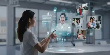 Interface d'achat en ligne futuriste avec commande vocale