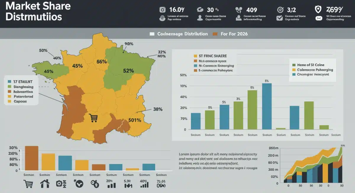 Infographie détaillée de la répartition des parts de marché des acteurs majeurs de l'e-commerce en France en 2026, mettant en évidence les opportunités pour les challengers.