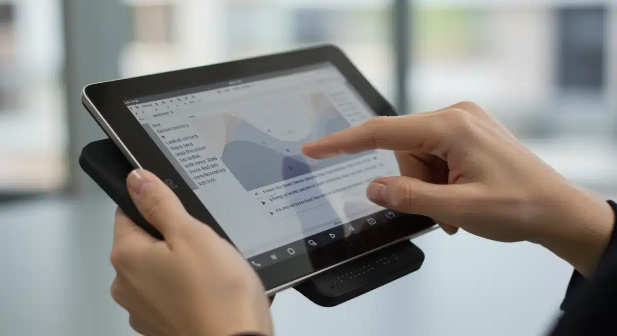 Utilisateur d'un lecteur d'écran avec affichage Braille pour une navigation accessible