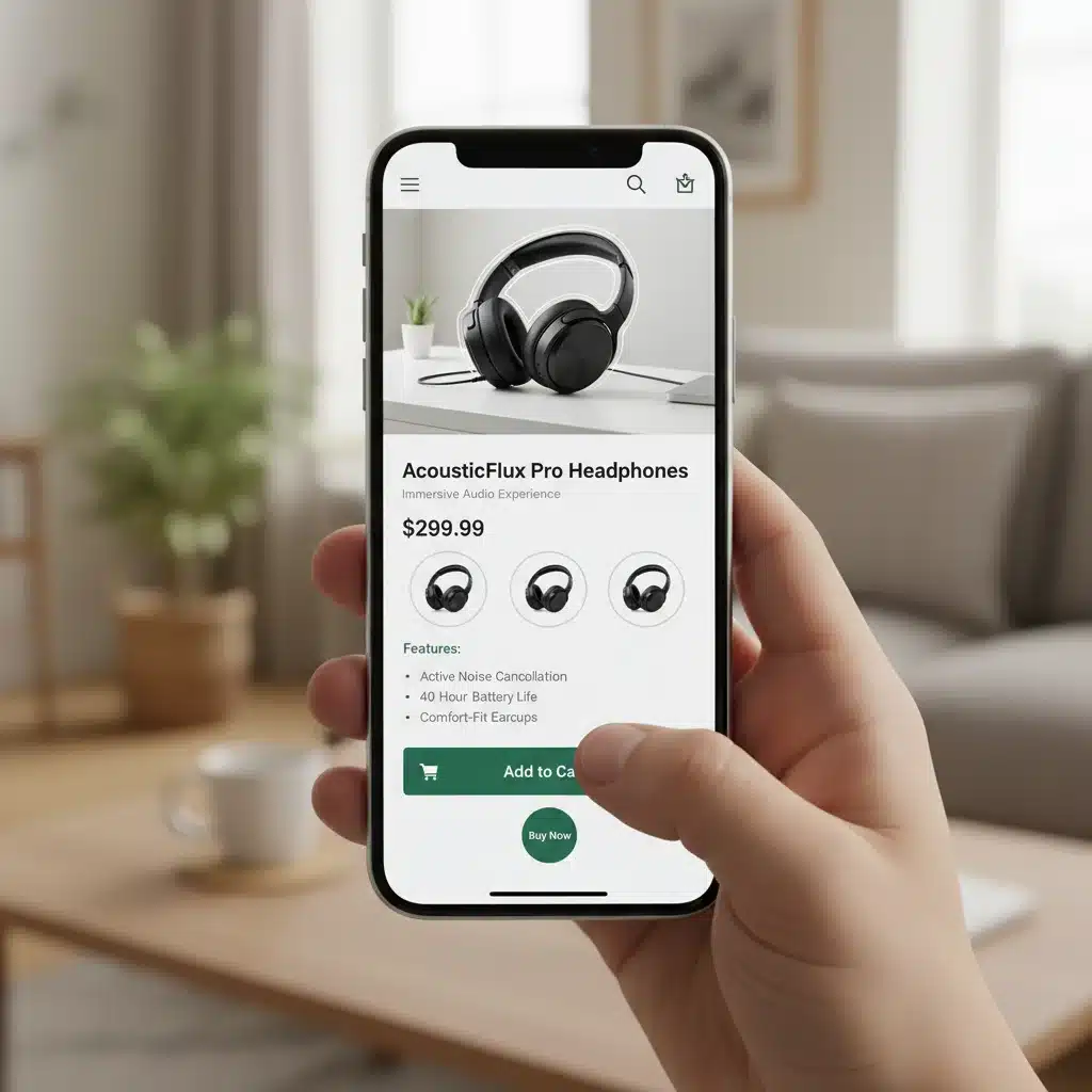 Utilisateur naviguant sur une page produit mobile optimisée