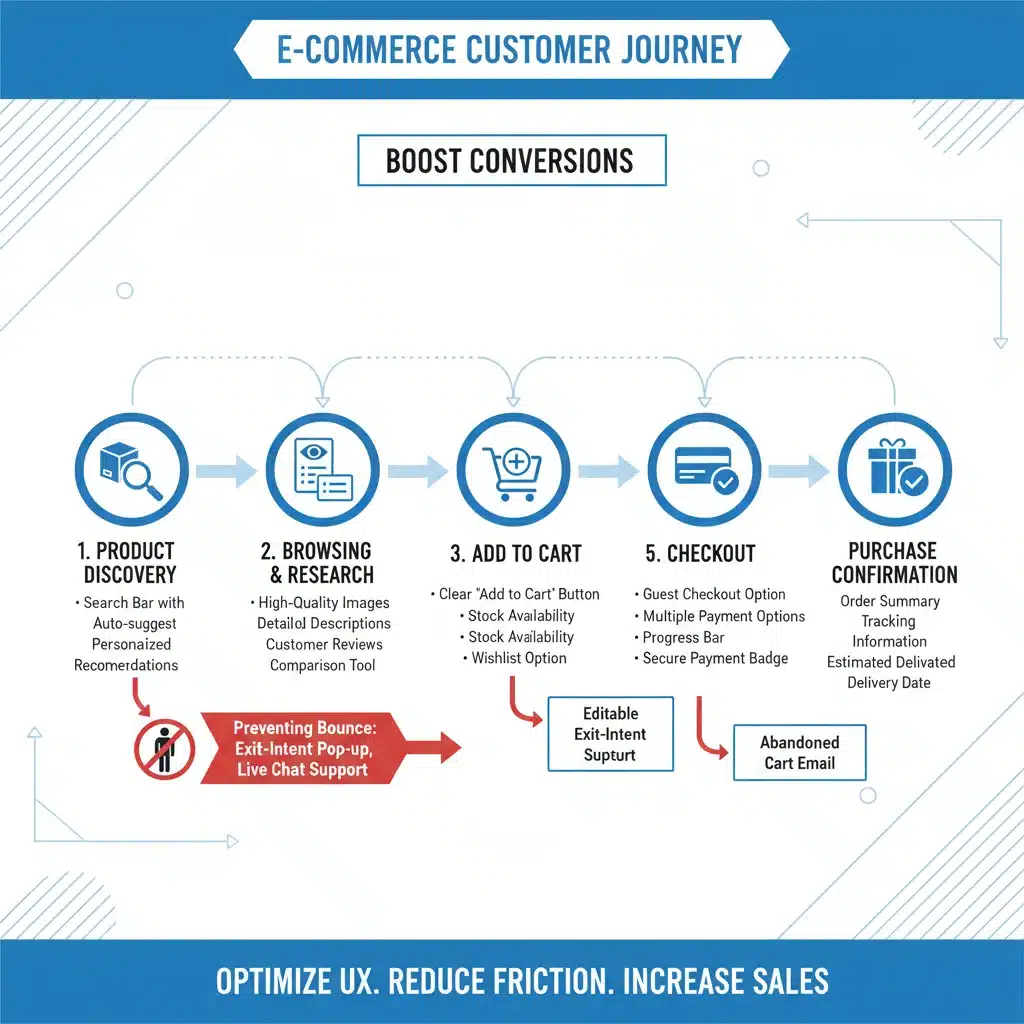 Infographie du parcours client optimisé sur une plateforme e-commerce