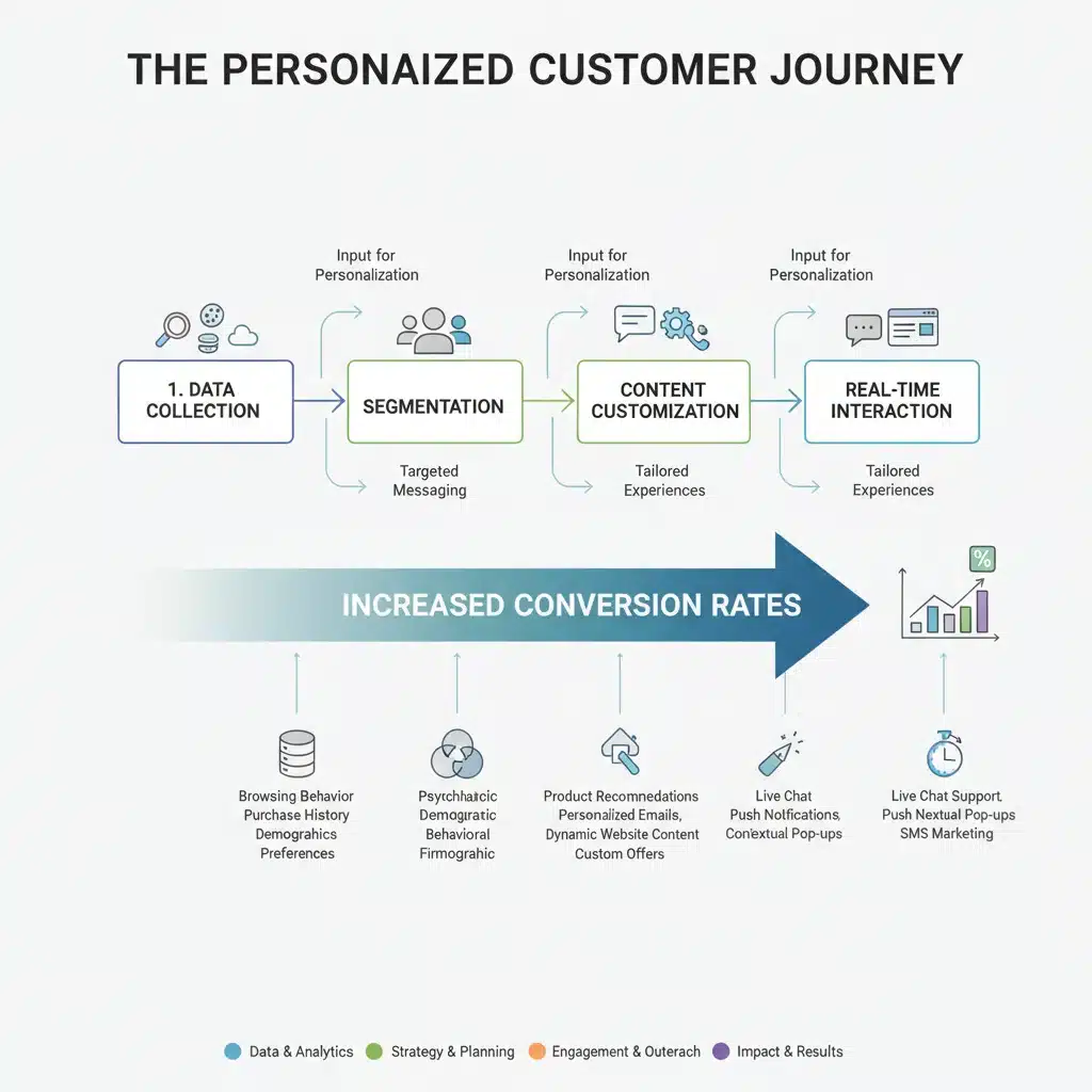 Schéma du parcours client personnalisé et impact sur le taux de conversion