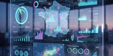 Tableau de bord futuriste affichant l'analyse des données clients en temps réel pour des décisions stratégiques en France.