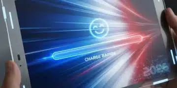 Illustration de la vitesse de chargement rapide d'une page web, avec des éléments technologiques futuristes et le drapeau français en arrière-plan, symbolisant l'innovation et l'excellence en UX pour 2026.
