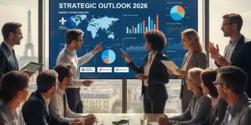 Professionnels analysant des données de benchmarking concurrentiel français pour 2026