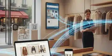 Illustration d'un écosystème de commerce unifié en France, avec des canaux de vente intégrés pour une expérience client fluide.