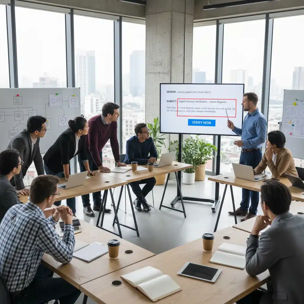 Entrepreneurs d'e-commerce en formation sur les meilleures pratiques de cybersécurité et la sensibilisation aux menaces.