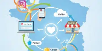Stratégie d'intégration omnicanal des réseaux sociaux : icônes connectées sur carte de France
