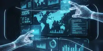 Tableau de bord marketing futuriste avec des analyses et des tâches automatisées pour 2026