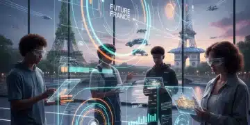 Interface numérique dynamique avec des éléments interactifs et des jeunes de la Génération Z en France, symbolisant l'UX innovante.