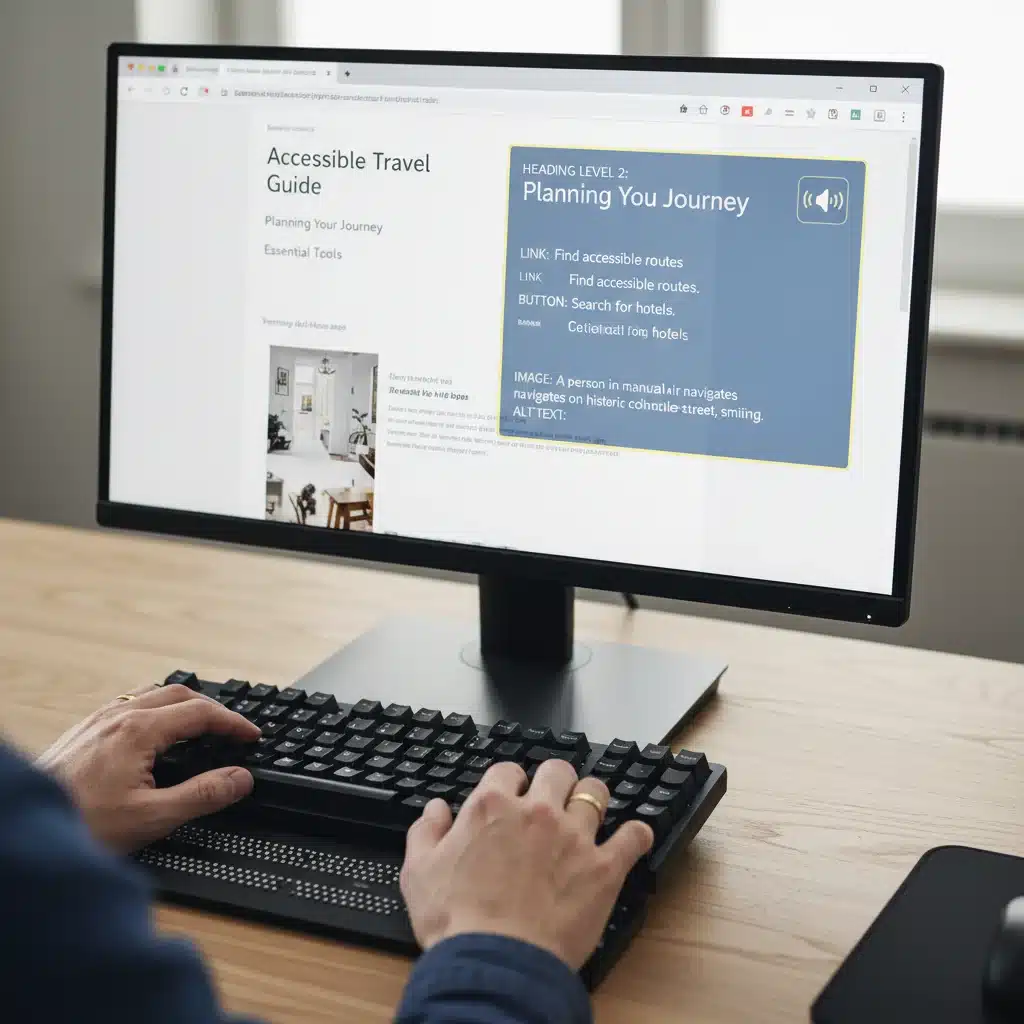 Logiciel de lecture d'écran en action sur une page web bien structurée, illustrant l'importance de la sémantique HTML pour l'accessibilité numérique.