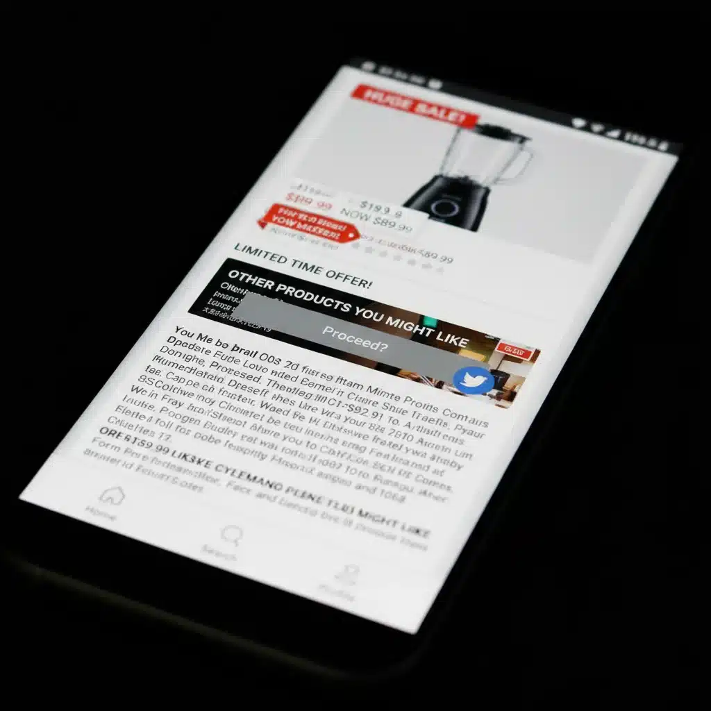Exemple de page produit mobile mal conçue et illisible.