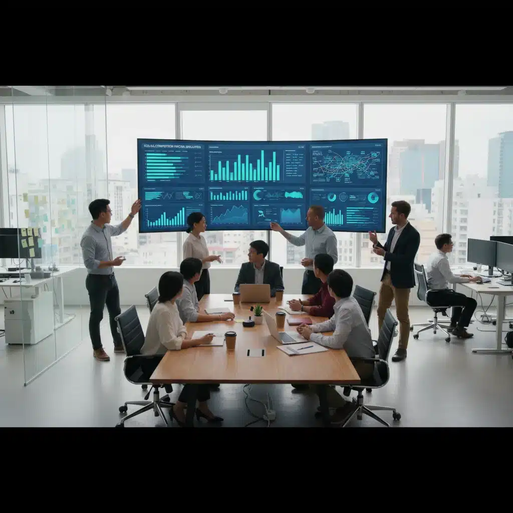 Équipe analysant les données de veille concurrentielle IA en collaboration