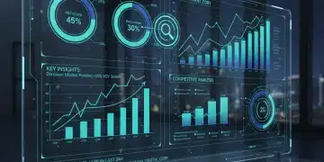 Tableau de bord futuriste d'analyse concurrentielle e-commerce 2026 avec des données clés et des opportunités de marché.