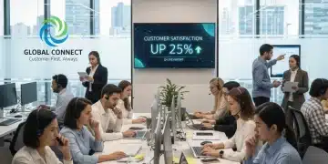 Équipe de service client omnicanal collaborant dans un bureau moderne