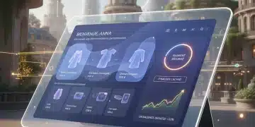 Interface e-commerce futuriste sur tablette avec croissance de 22% en France
